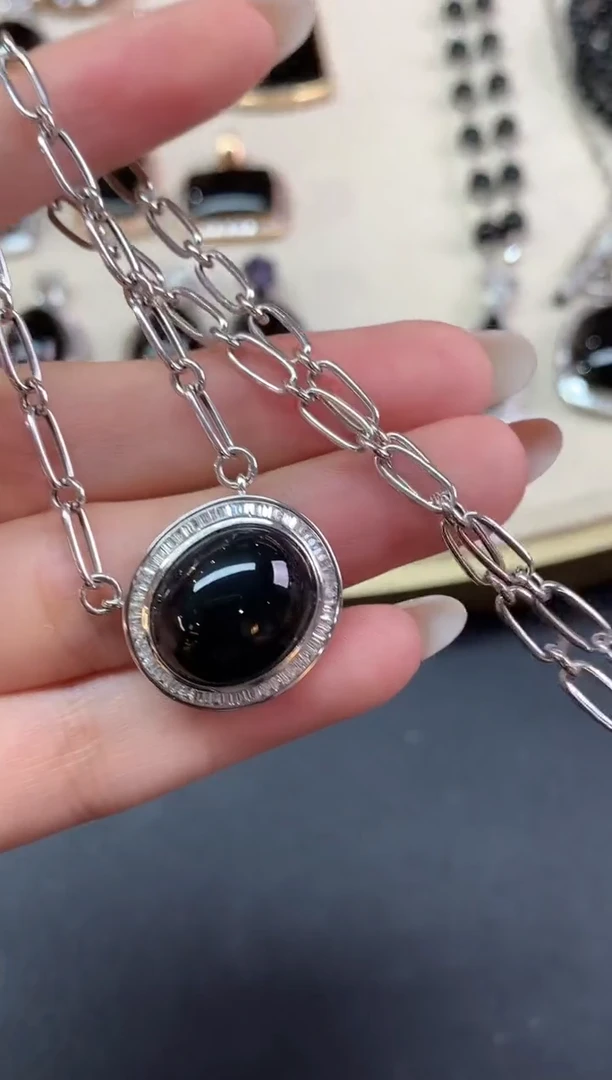 套链18K金镶嵌翡翠墨翠套链|16800