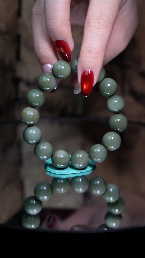 未镶嵌和田玉挂件50g卡12.7青玉圆珠手串