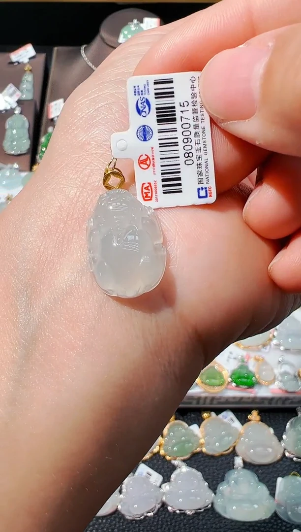 吊坠(不含链)18K金镶嵌翡翠貔貅吊坠715
