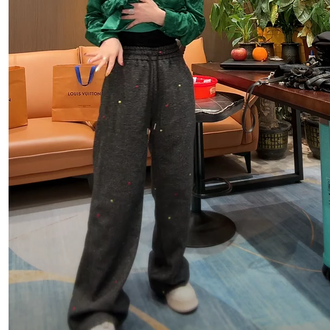 新款时尚潮流彩点直筒裤