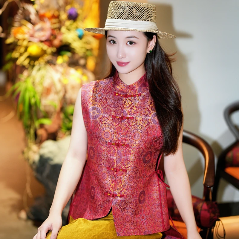 蓝大【​​苇霜】新中式桑蚕丝马甲5210