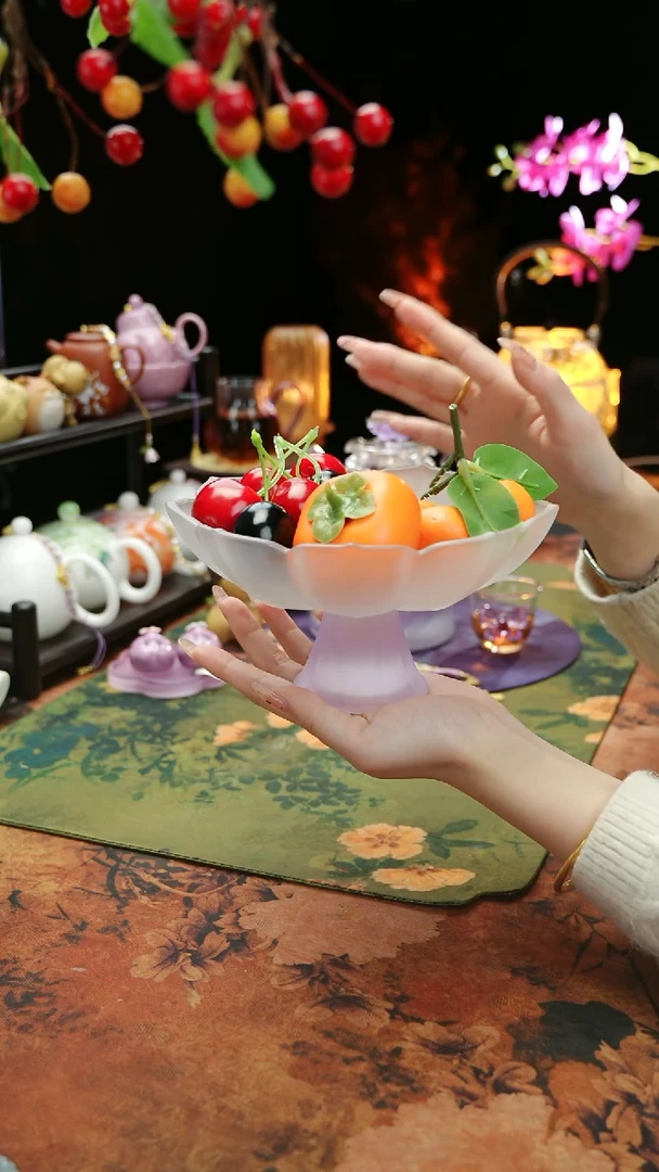 【闪购商品】紫色高足果蝶点心盘