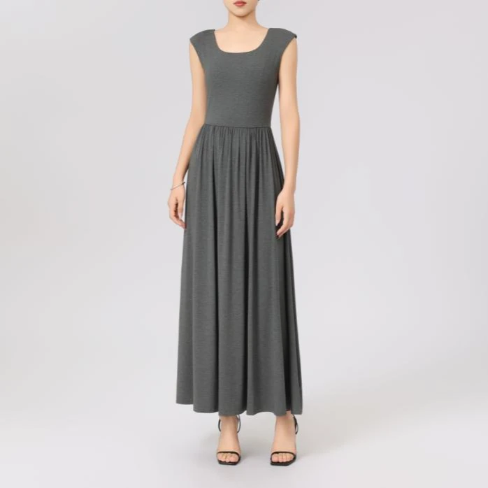 AMASS/阿玛施早春新款极简风无袖连衣裙a字裙子阿极简印花无袖