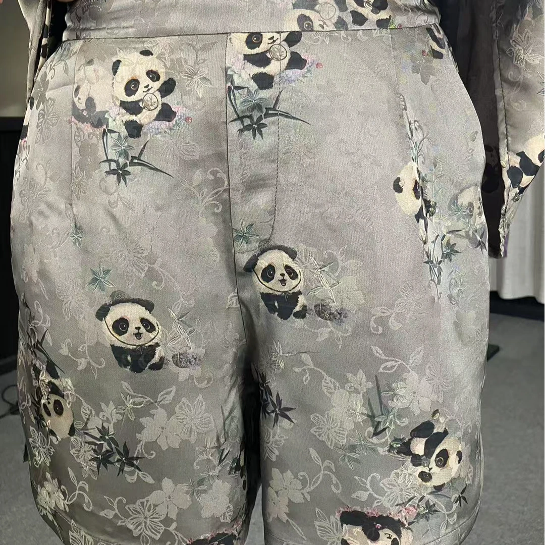 【小熊猫】2025时尚短裤桑蚕丝气质松紧香云纱短裤女夏CK