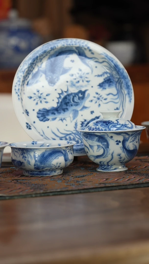 【闪购商品】望月怀古满绘鱼藻套组