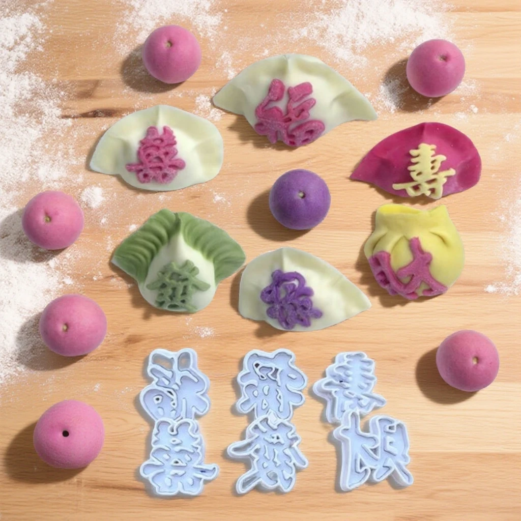 过年新年饺子3厘米福字禄寿喜发财馒头模具花馍馍烘焙面食工具