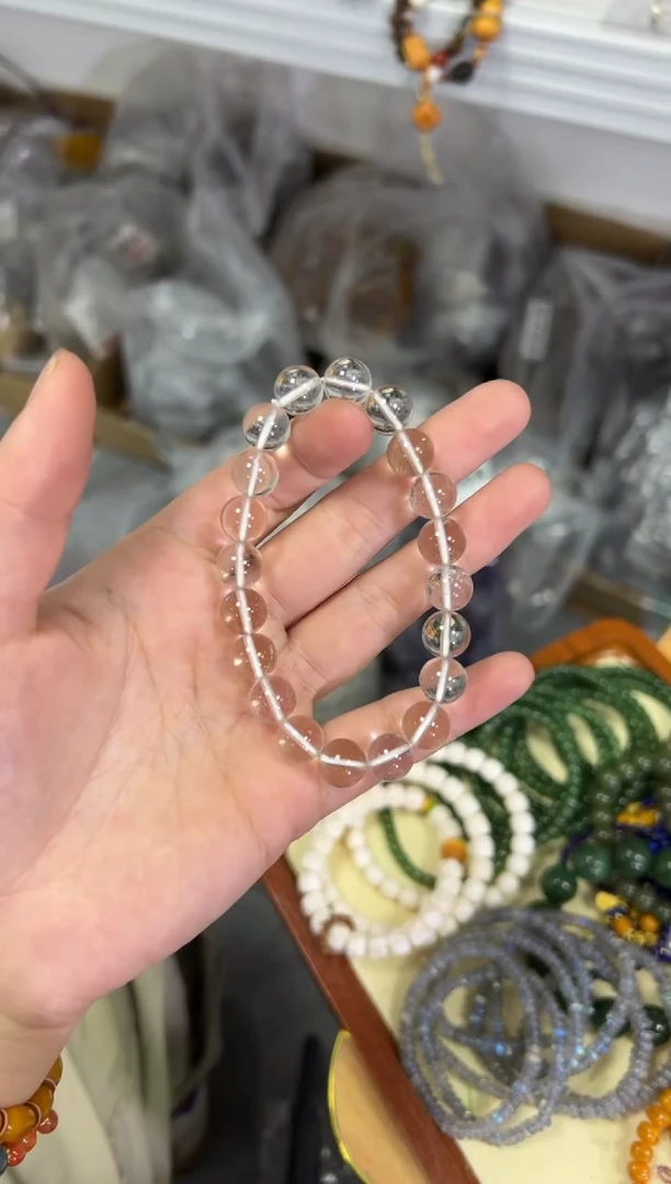 【闪购商品】水晶手链未镶嵌奶白晶水晶圆珠手链[0856]