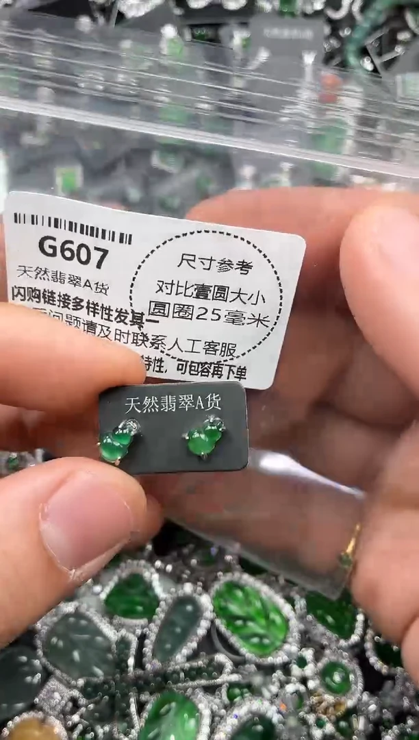 颈饰未镶嵌翡翠G607耳钉