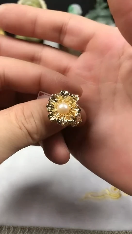 钛钢戒指淡水珍珠戒指