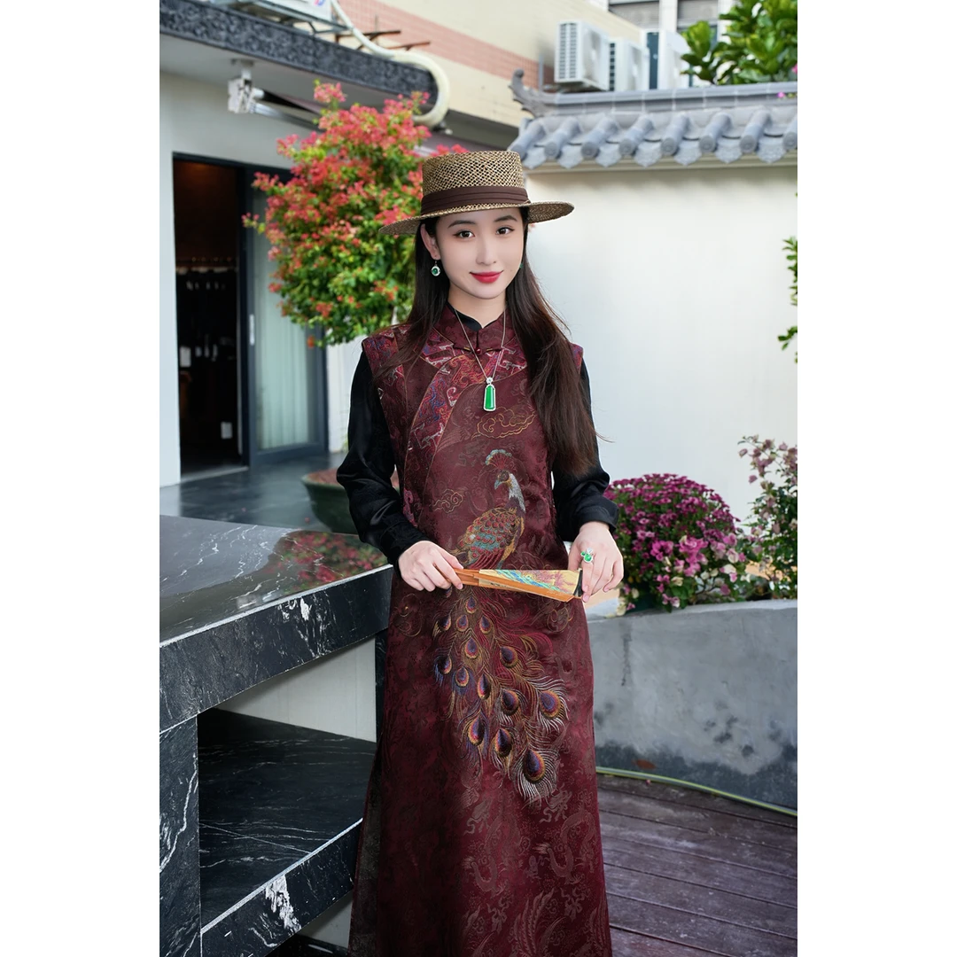 蓝大【霏传】桑蚕丝新中式连衣裙5647