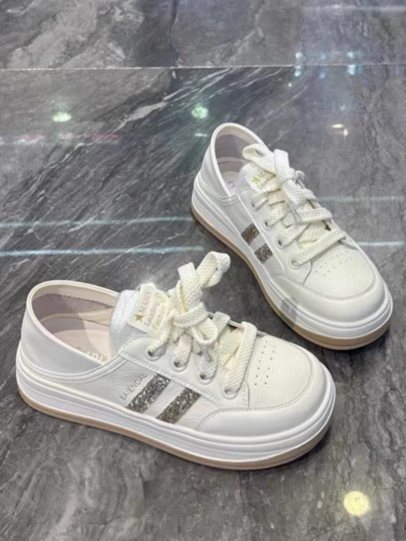 诗涵家 真皮软底小白鞋板鞋5003-1