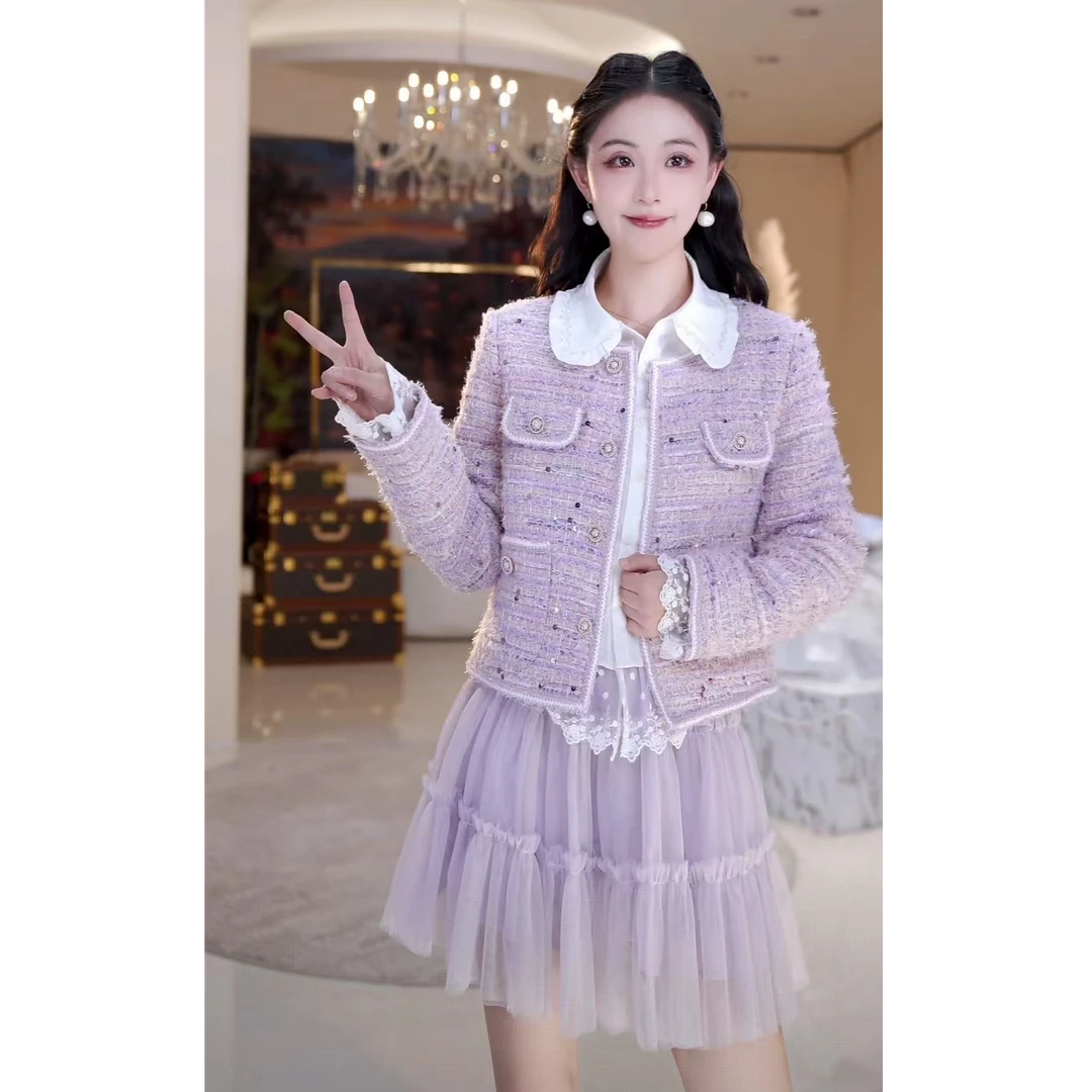 时尚百搭重工小香风外套纱裙套装815228+812957+814935