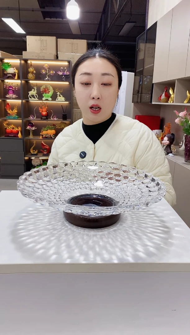 实木底座透明雨珠平盘