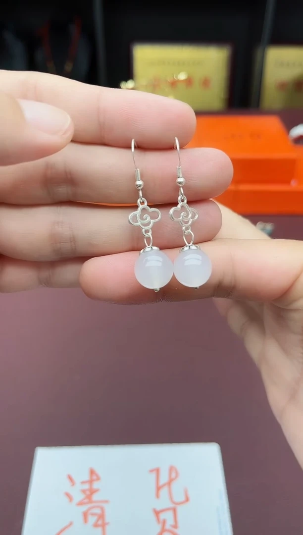 玛瑙/玉髓耳饰银S925镶嵌101000