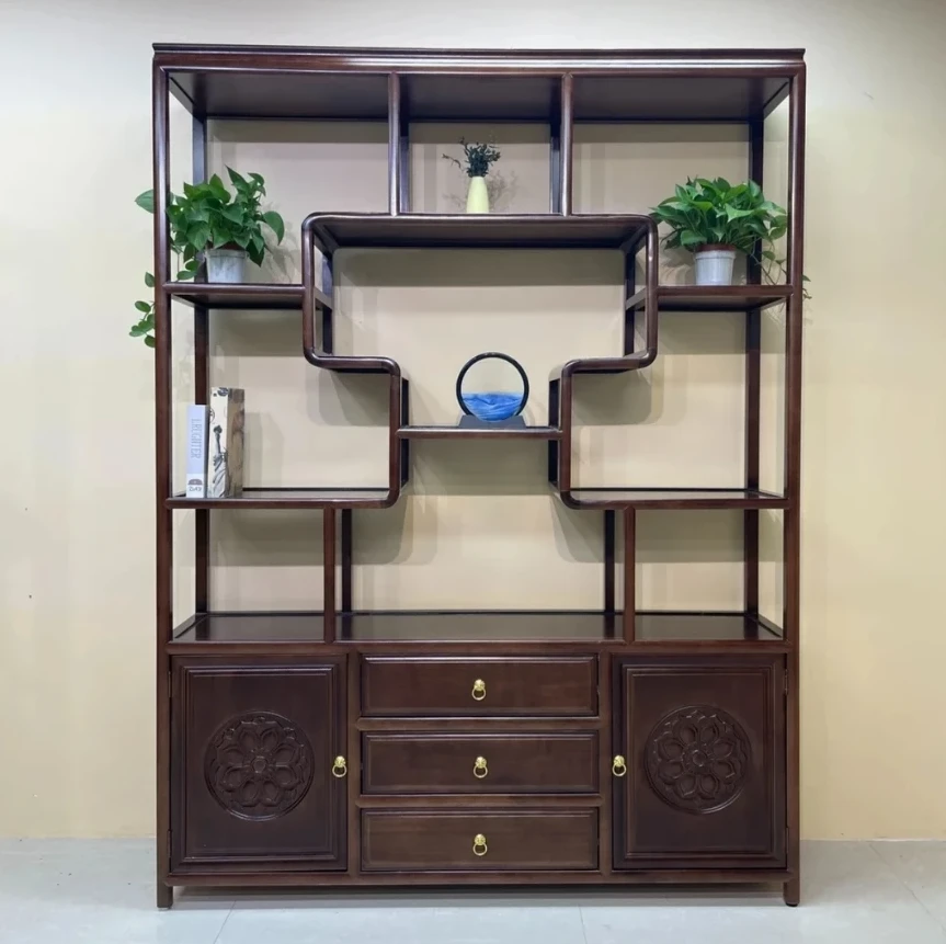 1.3米/1.5米荷花多宝阁实木博古架隔断柜屏风柜玄关柜茶室家用