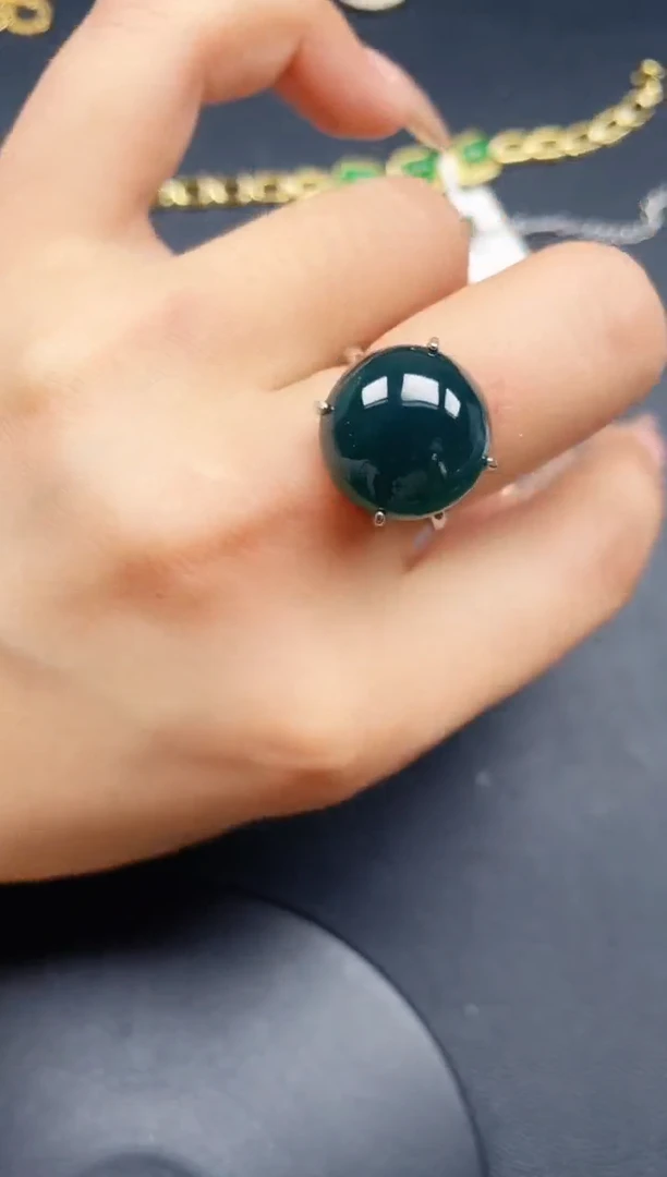 翡翠戒指银S925镶嵌432423