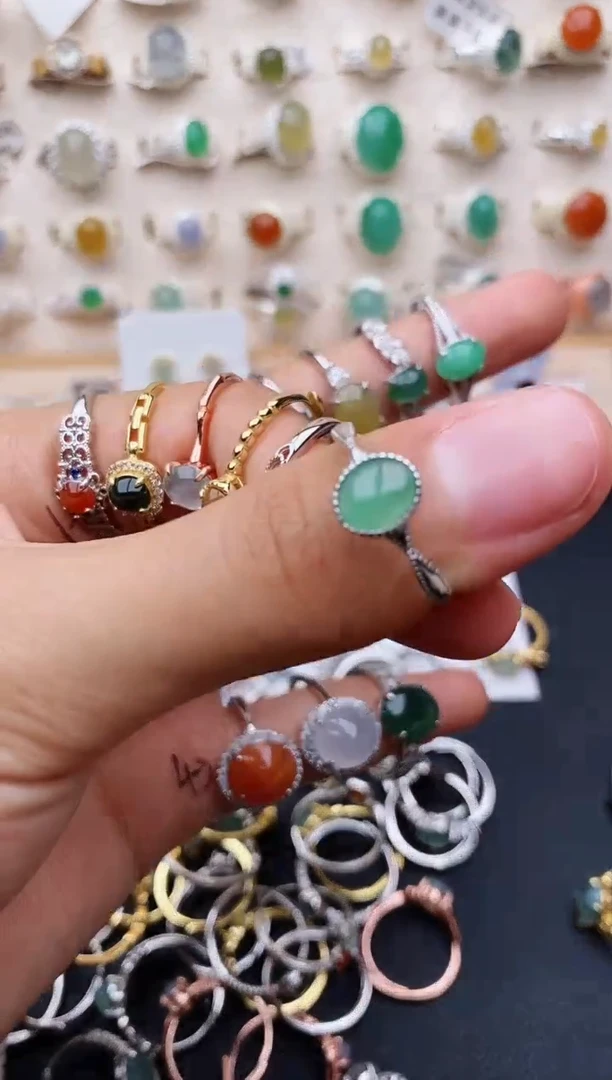 【闪购商品】翡翠戒指银S925镶嵌缅甸翡翠