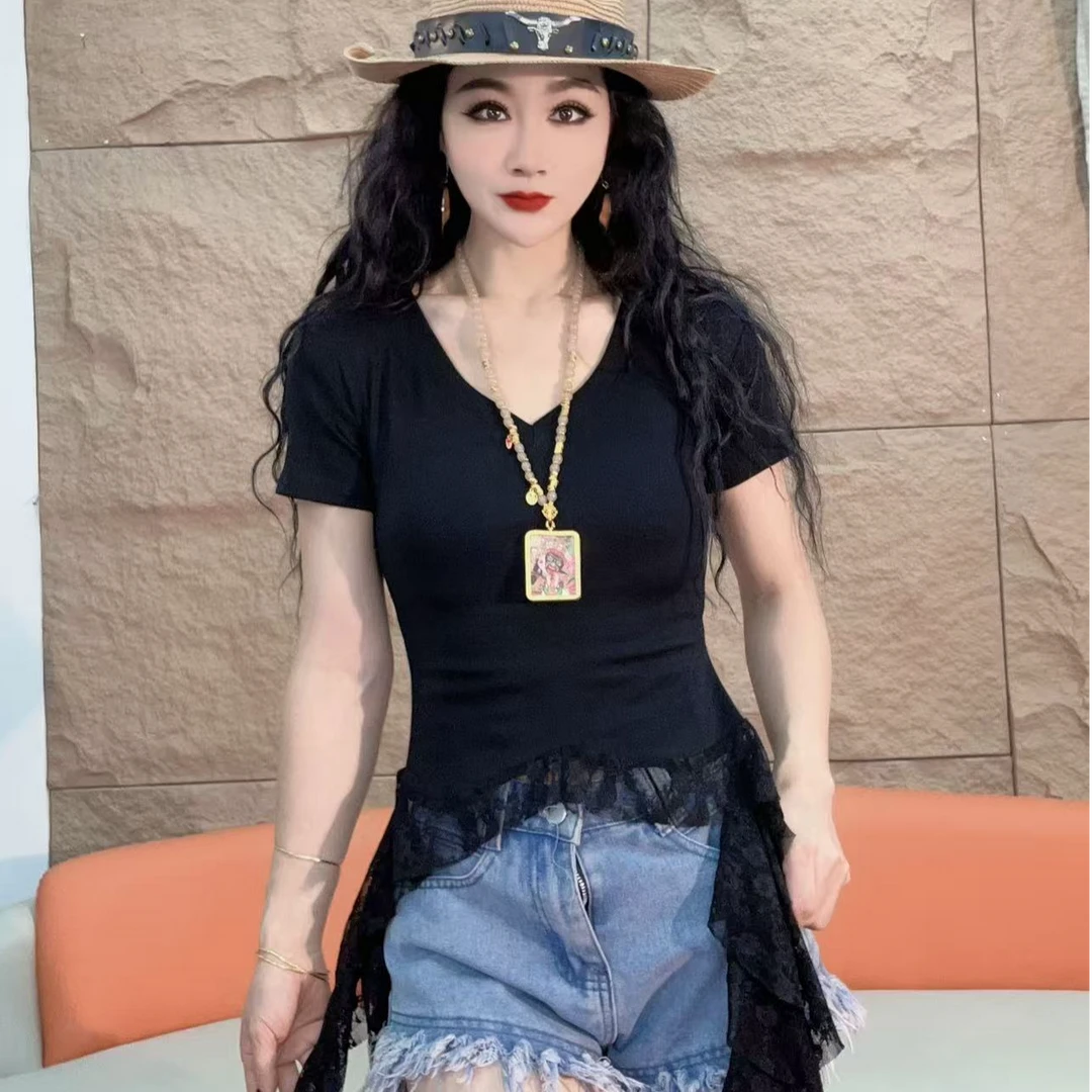 2322【凡家衣橱】时尚百搭洋气小众设计感显瘦T恤辣妹不规则