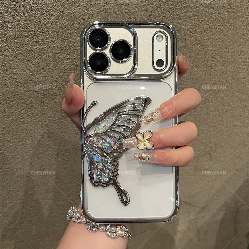 [带镜头膜]流沙蝴蝶适用于苹果17promax手机壳透明高级感全包保护