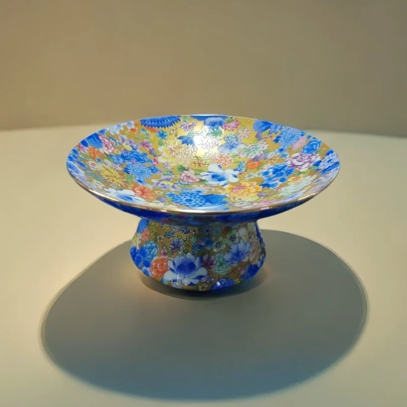 1个斗彩万花8英寸果盘（土豪金）