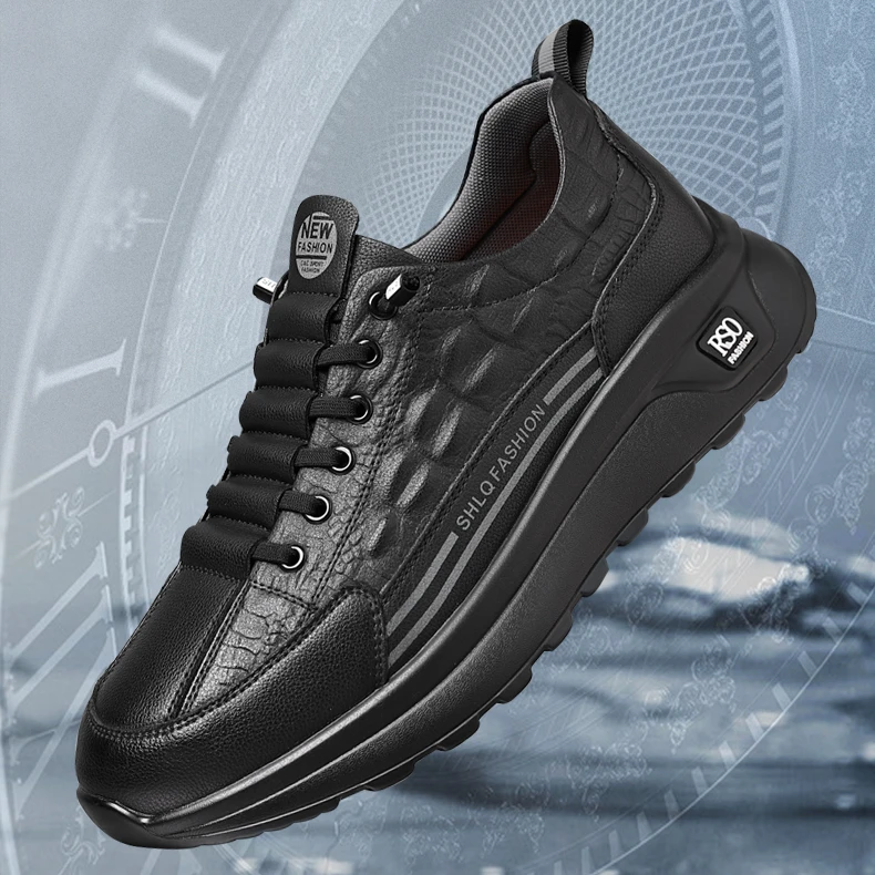 2025新春款潮流男士休闲鞋牛皮休闲鞋透气休闲高级感百搭运动鞋