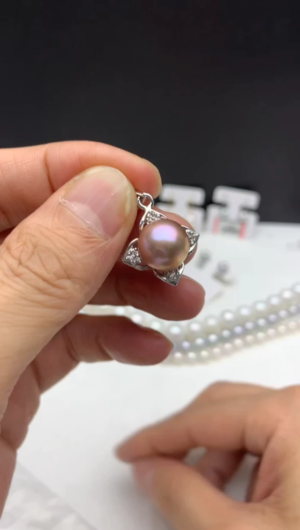 未镶嵌ff淡水珍珠紫珠吊坠（赠链）11~12mm