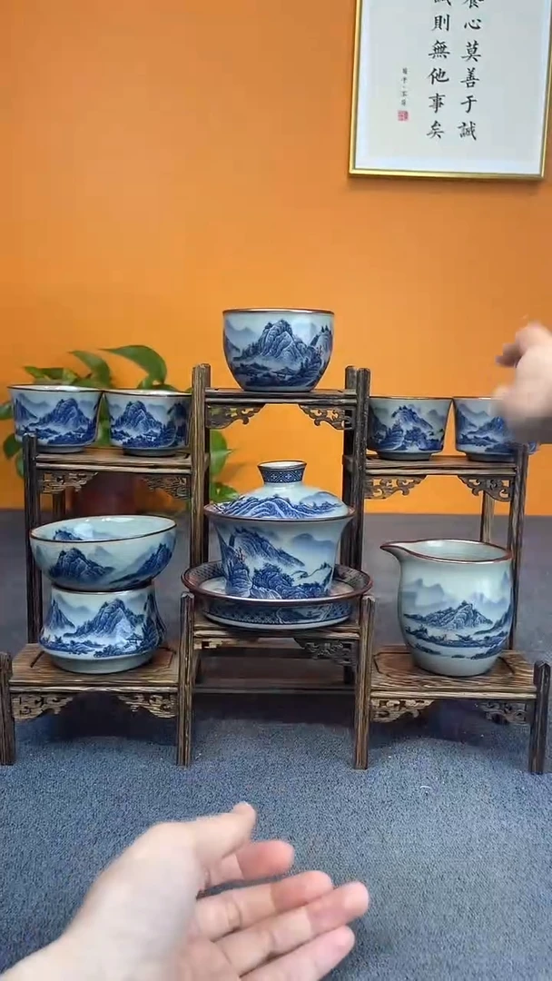 陶瓷景德镇釉下青花八件套