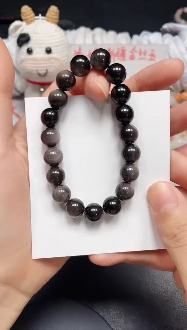 【闪购商品】黑曜岩手链未镶嵌黑曜石银