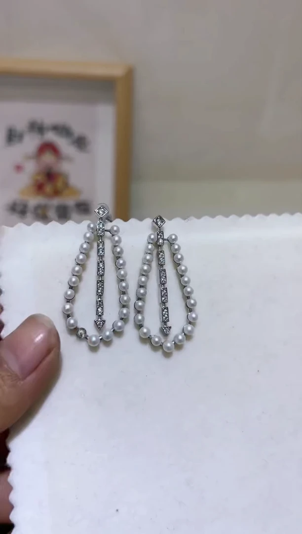 【闪购商品】淡水珍珠耳钉银S925镶嵌36淡水珍珠99