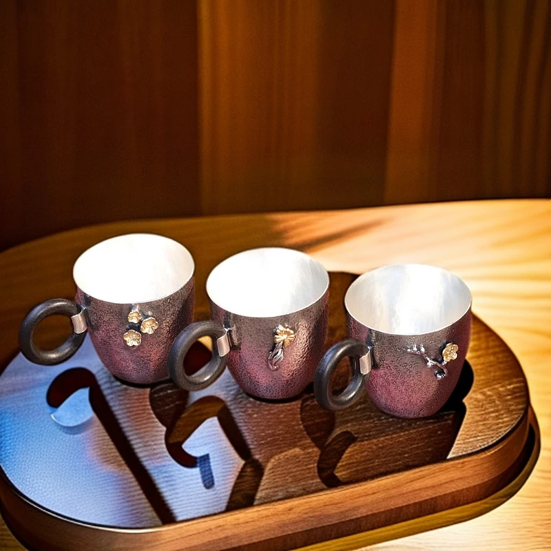 【道道壹壶】梅花杯 纯银999主人杯饮水杯咖啡杯