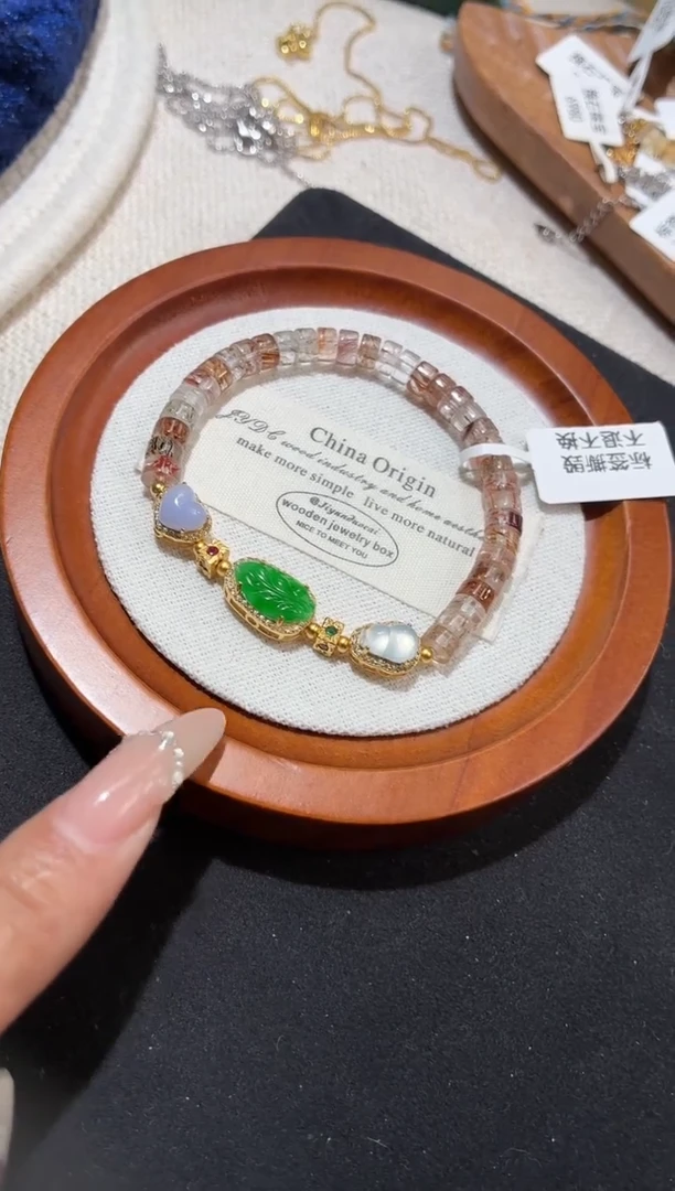 吊坠(不含链)银S925镶嵌翡翠手串