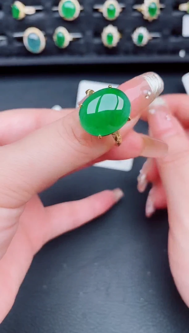 翡翠戒指银S925镶嵌天然a货翡翠212