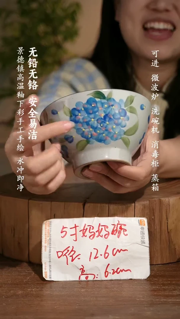 碗瓷景德镇手工手绘釉下彩高温瓷