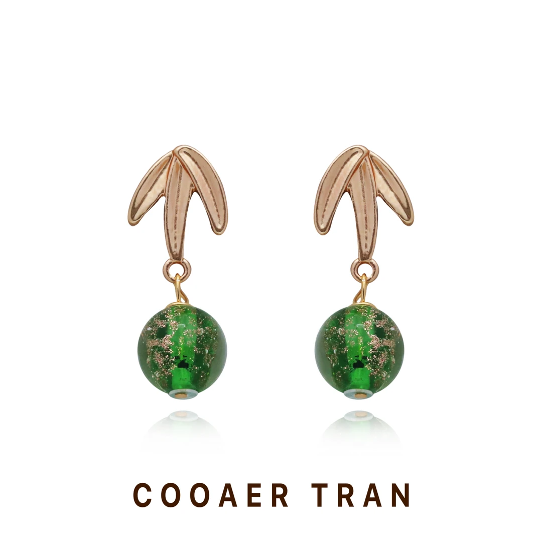 铜合金耳饰 【竹笙】春夏清新国风高级感小众精致百搭耳饰RH9049#