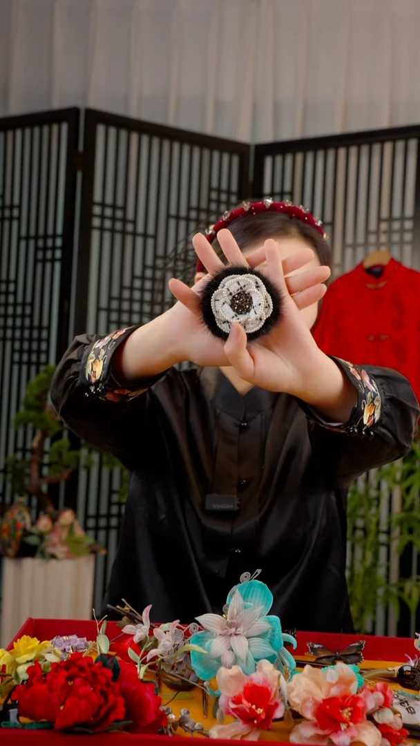 刺绣非遗苏绣绒花手工饰品