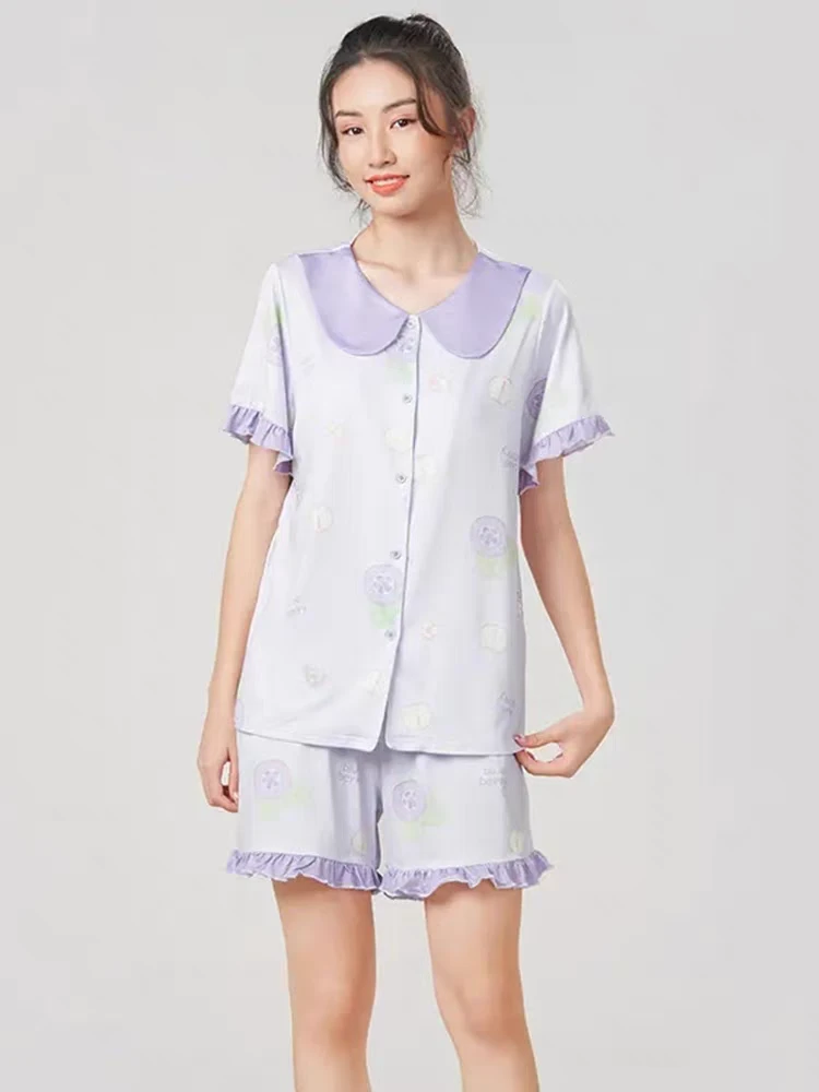 女款短袖短裤牛奶丝家居服，国贸
