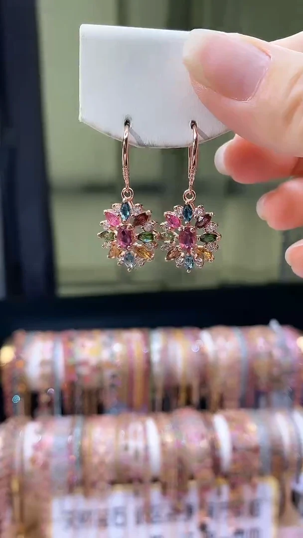 耳钩银S925镶嵌碧玺54354354354354