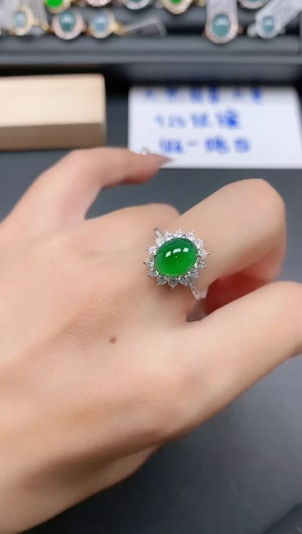 银S925镶嵌戒指翡翠111