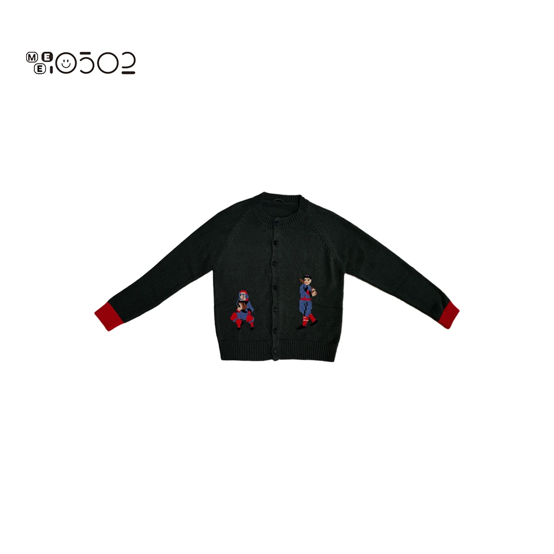 MEI0502 卡通嵌花圆领针织插肩袖开衫 25062216