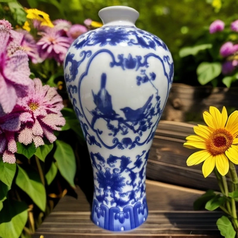 青花瓷陶瓷花瓶景德镇新中式风格客厅插花家居装饰摆件