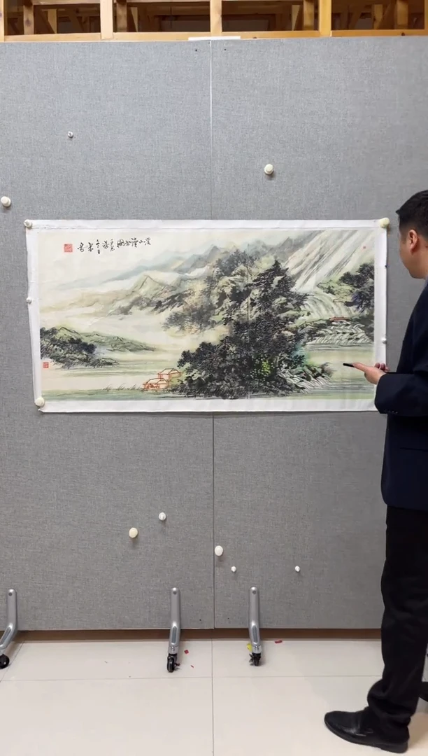 国画453S鸣西山读书图山水四尺整张