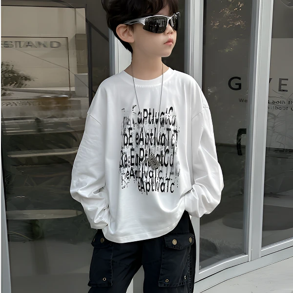 麦哟哟男童春秋ins常规印花套头韩版T桖中小童宽松秋季秋装长袖