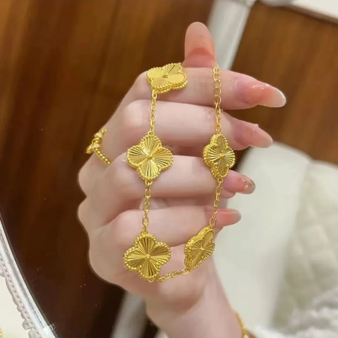 铜合金手链 大五四花四叶草手链女红手饰轻奢小众送礼物