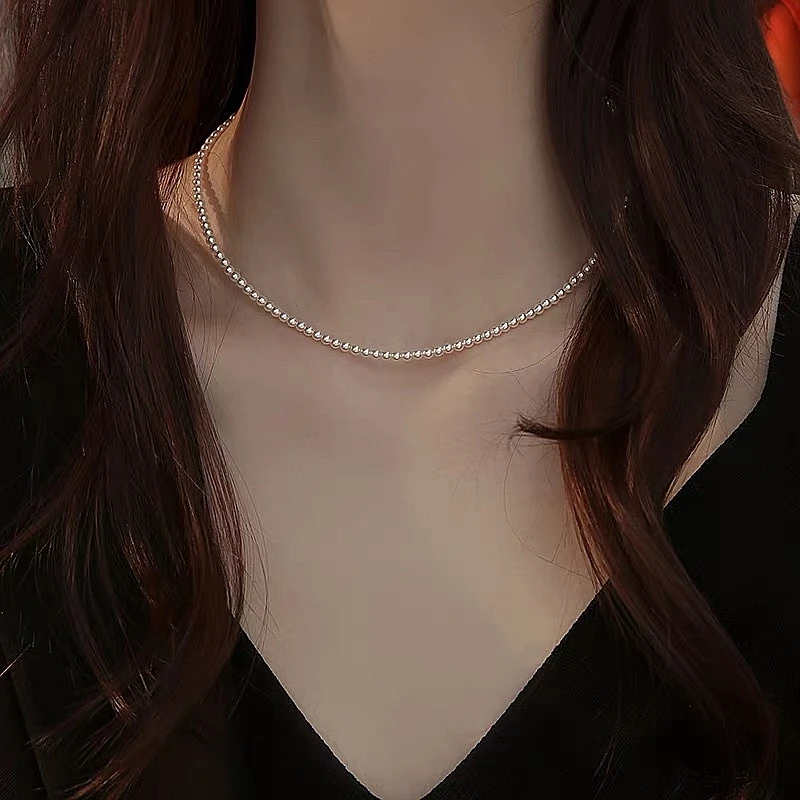 天然珍珠近圆极光锁骨链小米珠纯天然真品100%日常百搭叠戴