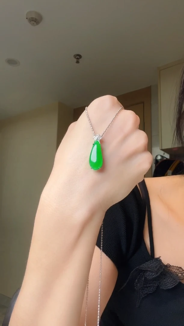 翡翠银S925镶嵌吊坠(不含链)天然翡翠吊坠