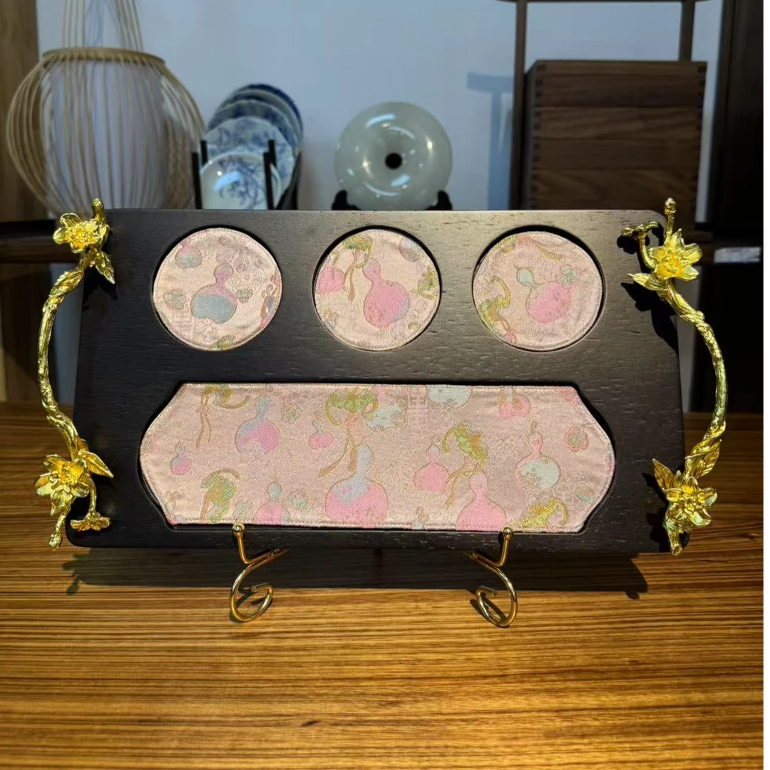 龙福木艺金丝柚木金把方盘35.20.2cm¥405