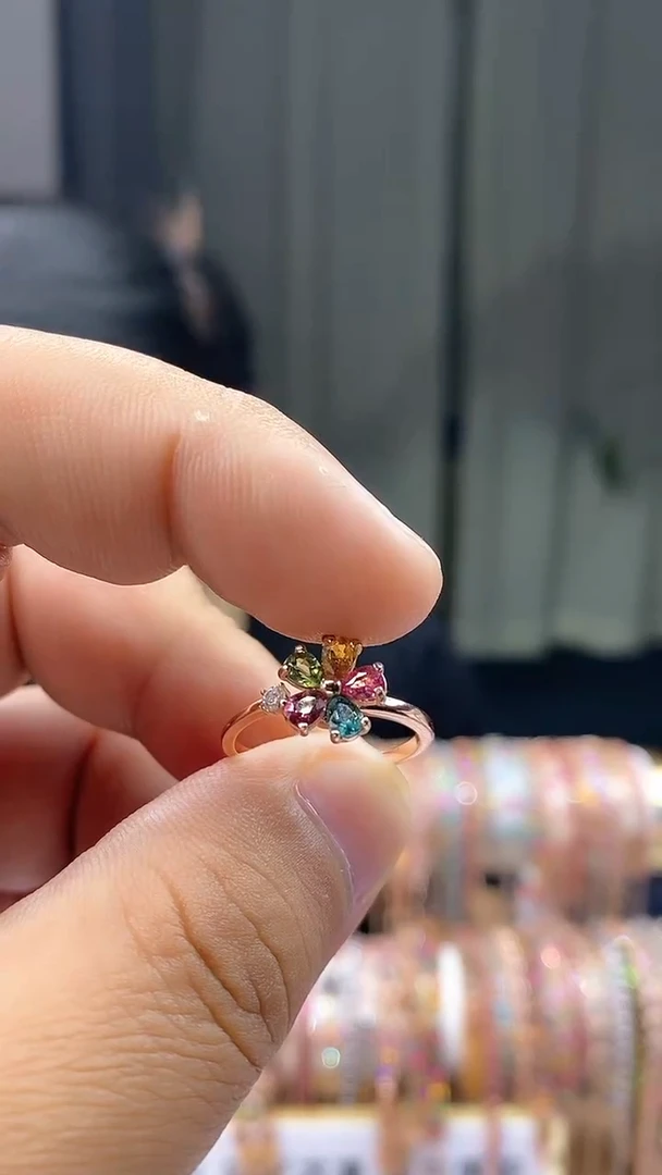 【闪购商品】碧玺戒指银S925镶嵌4354354345345