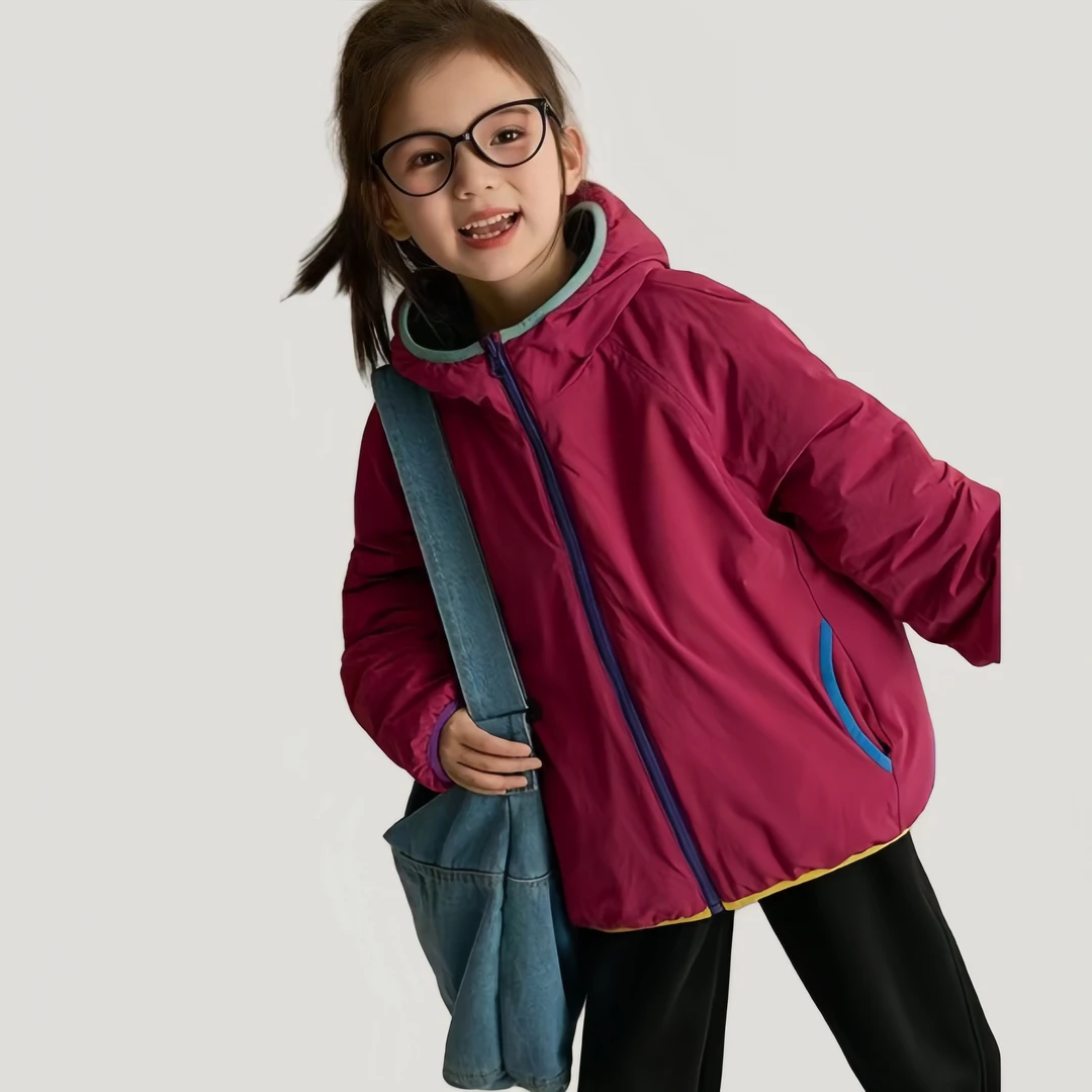 【轻量化】中大童25秋冬新款防水夹棉两面穿棉服3-6岁女童冬装外套