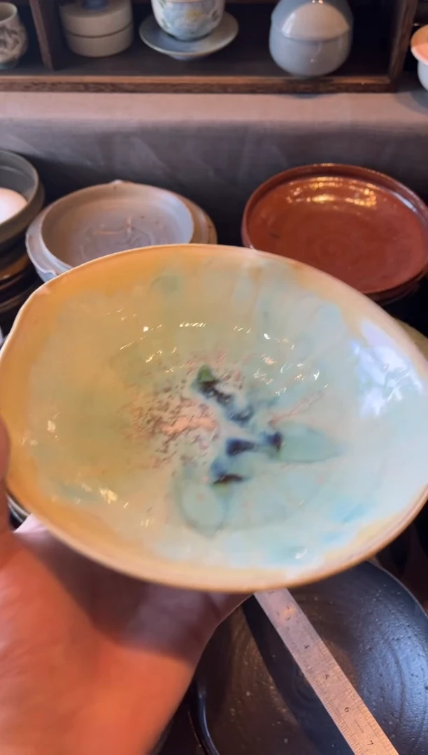 瓷片196 微瑕霞光异形盘1个