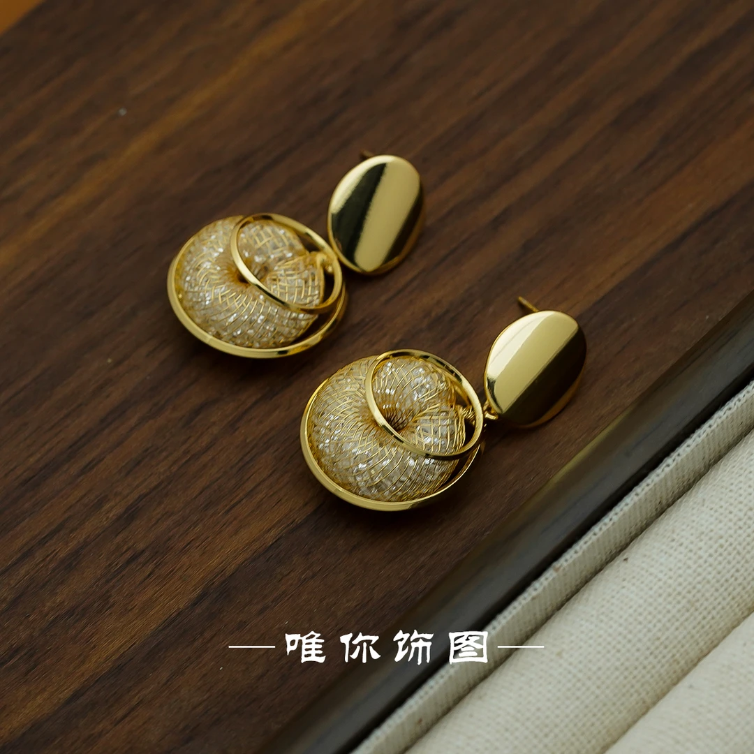 铜合金耳饰 金色复古/宫廷女百搭设计耳环时尚设计师简约